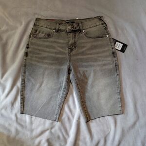 True Religion Gray Ricky Raw Hem Relaxed Straight Denim Streetwear Shorts Sz 30